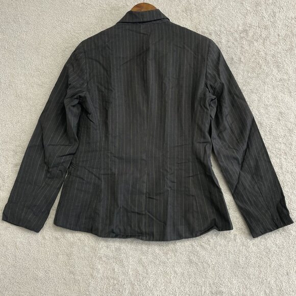 Lafayette 148 New York Women's Size 6 Pinstripe Wool Blazer Jacket Black/ Brown - Picture 2 of 9